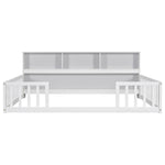 ZUN Full Floor Bed with Side Bookcase,Shelves,Guardrails,White W504142775
