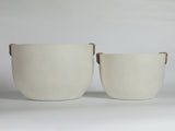 Round Concrete Planter Set of 2, Large Outdoor Indoor Handmade Rustic Decorative Planter Pots with W347P465313
