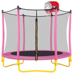 ZUN 5.5FT Trampoline for Kids - 65" Outdoor & Indoor Mini Toddler Trampoline with Enclosure, Basketball 57537140