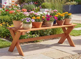 36" Teak Oil Hardwood Backless Garden Bench, 660 LBS Load Capacity 2-Person Outdoor Bench 97856472