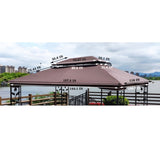 13x10 Ft Patio Double Roof Gazebo Replacement Canopy Top Fabric,Brown W41941991