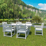 Patio Dining Chair with Armset Set of 2, Pure White with Imitation Wood Grain Wexture,HIPS Material W1209107723
