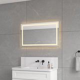 40 x 24 Inch LED Bathroom Mirror with Front and Backlight, Wall Mounted Vanity Mirror with Aluminum W2287P310324