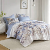 Floral Comforter Set with Bed Sheets Blue King B035P266686