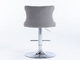 Swivel Velvet Barstools Adjusatble Seat Height from 25-33 Inch, Chrome base Bar Stools with Backs W1143P309419
