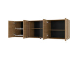 Natural Oak Wall Cabinet Kitchen in Melamine with 4-Door and Glass Storage B062P290290