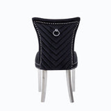 Eva 2 Piece Stainless Steel Legs Chair Finish with Velvet Fabric in Black 733569377848