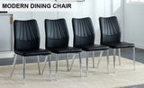 Four black dining chairs. Modern chairs from the Middle Ages. Made of PU material cushion and silver W1512P355785
