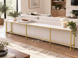 94.49"x7.87"x31.10" Extra Long Console Table, MDF Melamine Veneer & Iron Frame with Power Outlet, 83188920