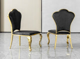 Dining Chairs Set of 2, Modern Black PU Leather Upholstered Chairs with Gold Stainless Steel Legs, W2723P426299