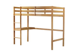 ZUN Twin High Loft Bed, Rubber Wood Loft Bed with Safety Guardrail, built-in desk, ladder,White Oak W504P206980