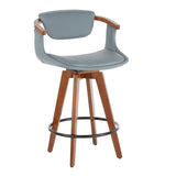 Oracle Mid-Century Modern Counter Stool in Walnut Bamboo and Grey Faux Leather by LumiSource B202P222094