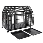 ZUN 52" Heavy Duty Dog Crate Large Dog cage Strong Metal Dog Kennels and Crates for Large Dogs with 4 W206137933