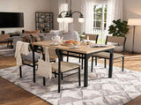 5-Piece Dining Table Set for 4, 47.24" Dining Table with 4 Upholstered Linen-Look Chairs, Black W3895P551450