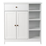 ZUN Double-Door Bathroom Cabinet with 2, Adjustable Panels, 1 Drawer and 3 Side Shelves, White 21280126