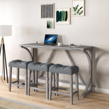 Bar Table Set with Power Outlet, Bar Table and Chairs Set, 4 Piece Dining Table Set, Industrial W1781P145876