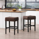 Set of 2, 26.75" Backless Leather Counter Height Barstool 74492.00PU