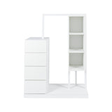 ZUN Wardrobe with Hanging Rack & Shelves, 4 Drawers Wardrobe with Storage Shelves for Bedroom, Wardrobe W331P235143