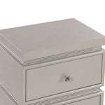 ZUN Ivory 2-Drawer Accent Table with Faux Diamonds Border B062P209098