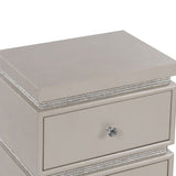 ZUN Ivory 2-Drawer Accent Table with Faux Diamonds Border B062P209098