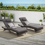 Outdoor Wicker Long Reclining Chair Set of 2 , Wicker Reclining Lounge Chair Lawn Sunbathing Chairs 32993251