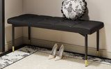 47*16 Inch Multifunctional Black Shoe Bench - Faux PU Cushion, Sturdy Metal Legs With Gold W1151P214994