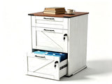 () Barn Door 3-Drawer P2 Particleboard Melamine-Faced Wooden Filing Cabinet 10192026