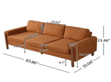 83.86" 3-Seater Sofa, Curved Armrest with Integrated Solid Wood Legs, Teddy Velvet Fabric, High N765P331021Y