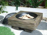 ZUN Wood-Fueled Outdoor Fire Pit with Wood Grain Design W2734P228321