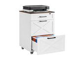 Rustic White Farmhouse 3-Drawer File Cabinet with Wheels Vertical Rolling Storage for Letter/A4, 09525698