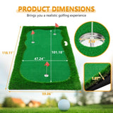 10x5 FT Golf Putting Green, Golf Training Mat with High-quality Turf, 3 Holes, 3 Flags and Cups for W1422P289866