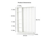 Freestanding White Room Divider with Storage Shelves, Slatted Room Partition Bookcase, Modern W3101P575904