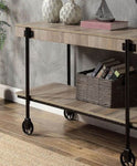 ZUN Industrial Style 1pc Sofa Table Natural Tone Slat Design Console Table Open Bottom Shelf Living Room B011P214571