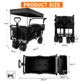 Foldable Wagon with Removable Canopy & Cooler Bag - Heavy Duty Collapsible Wagon Utility Cart with 81596232