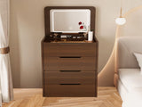 (48cm)(Walnut) 3 in 1 Vanity Desk with Plip Top Mirror,Small Make Up Vanity Set with Visible Glass W2641P305275