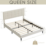 ZUN Queen Size Platform Bed Frame with Fabric Upholstered Headboard and Wooden Slats, No Box Spring 06903632