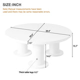 ZUN ON-TREND Φ39.4'' Easy Assembly Round Petal-Shaped Coffee Table, Cream Style Center Table with 3 N721P190396K