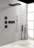 Wall Mounted Waterfall Rain Shower System With 3 Body Sprays & Handheld Shower TH-78109-MB