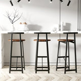 Bar Stool Set of 3 Counter Height Barstools with Back Armless Dining Chairs for Kitchen Island W1757P265185