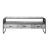 ZUN Concrete Grey and Black 3-drawer TV Stand B062P186513