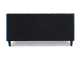 Aspen Vertical Tufted Modern Headboard Platform Bed Set, Queen, Satin Teal Blue Velvet B2719P238506