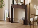 TREXM Entryway Table with Natural Wood Grain Finish, Console Table with Fluted Design, Oval Top and N715P288632P