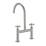 ZUN 2 Handle Bridge Kitchen Faucet In Stainless Steel W122562716