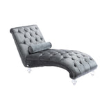 COOMORE Velvet Chaise Lounge Indoor,Button-Tufted Upholstered Chaise Lounge Chair with Pillow for W39538683