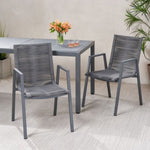 ZUN Outdoor Modern Aluminum Dining Chair with Rope Seat , Gray and Dark Gray 64679.00GRY