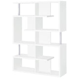 White and Chrome 5-Tier Geometric Bookcase B062P153839