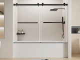 56-60" W x 60" H Frameless Double Sliding Shower Door, Premium 1/4" Thick Tempered Glass With T5595P489719