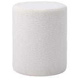 ZUN Round Teddy Fleece Ottoman with Soft Padded Seat, Multi-Functional Footrest, Vanity Chairs for 96209153