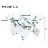 Round glass coffee table, 33.4 "modern design unique coffee table. Tempered glass countertop with GL-W1151P180316