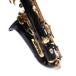 ZUN Be Brass Carving Pattern Pearl White Shell Button Saxophone with Strap Black 68095818